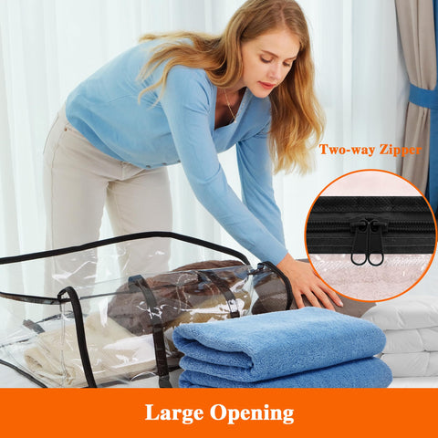Vieshful 5 Pack Black Clear Clothes Storage Bag Organizer Reinforced Handle