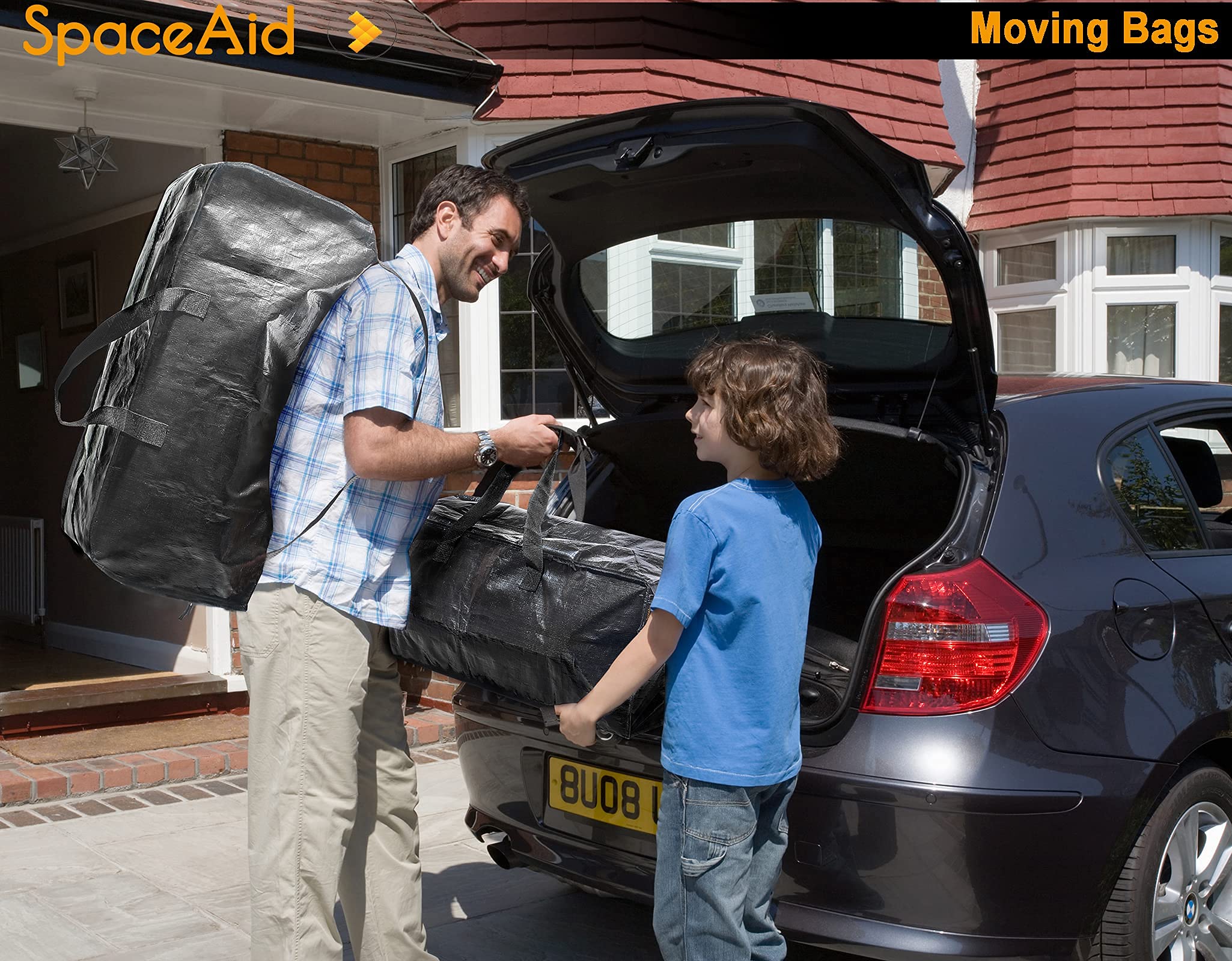 SpaceAid Heavy Duty Moving Bags, Extra Large Storage Totes W/Backpack Straps Strong Handles & Zippers, Alternative to Moving Boxes