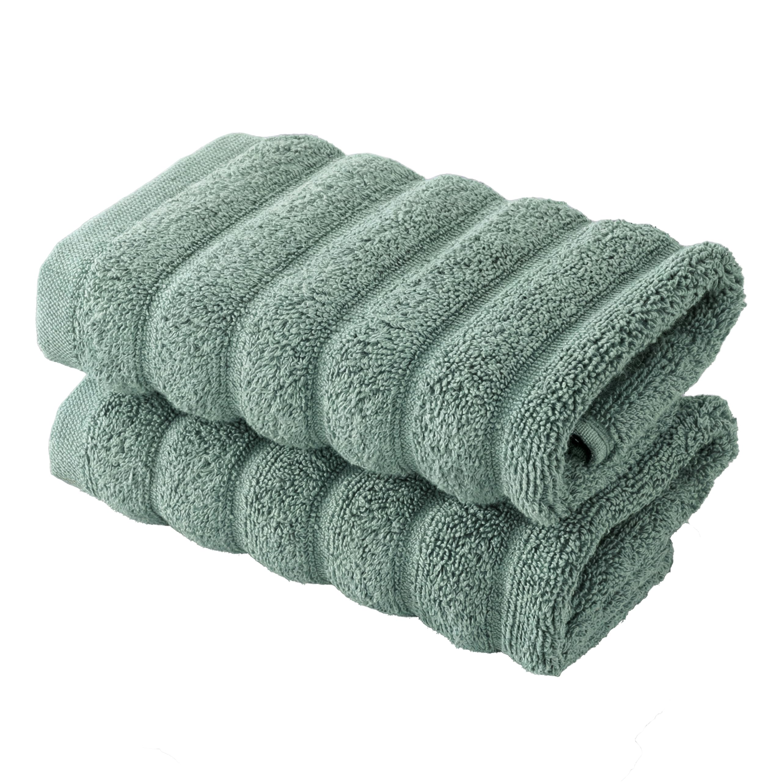 BERIBO Cloud Turkish Towel Set 100% Cotton 620gsm (Sea Foam, 2 Face Flannels)