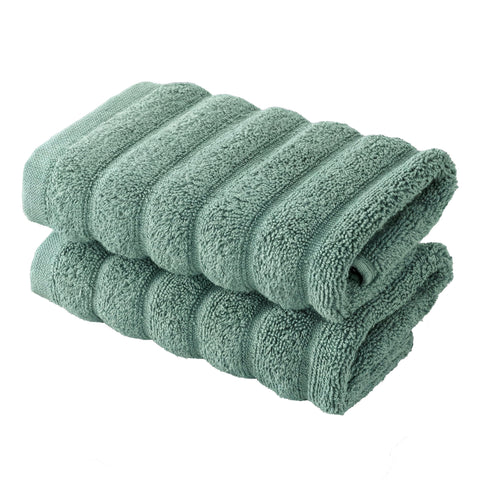 BERIBO Cloud Turkish Towel Set 100% Cotton 620gsm (Sea Foam, 2 Face Flannels)