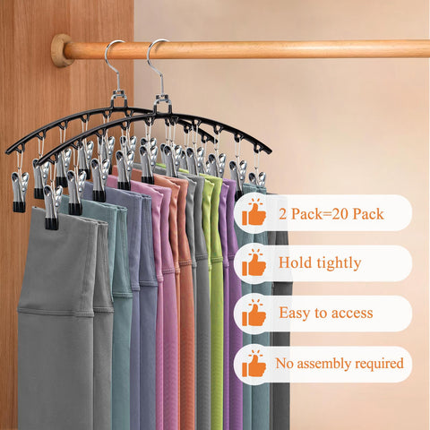 HONZUEN Trouser Hangers with Clips, 2 Pack Space Saving Hangers
