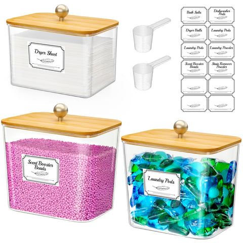 Lifewit Laundry Pods Container with Label Sticker& Scoop, 2.6+2L, 2 Pcs