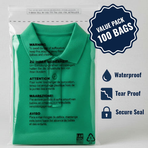 Clear Transparent Self Seal Garment Clothes Bags 9" x 12", 100 Bags