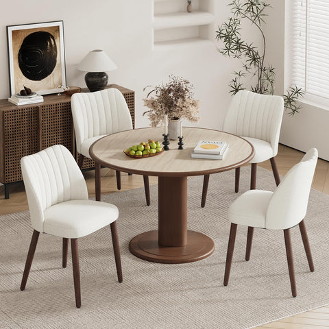 MALOL Upholstered Dining Chairs Set of 4, Fabric Chairs for Dining Room with Solid Wood Legs and Thick Seat Cushion