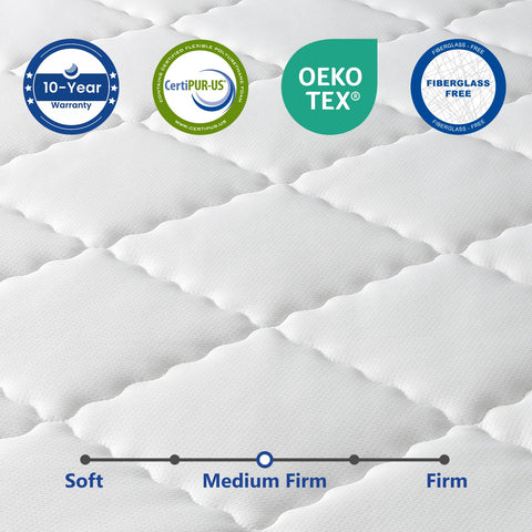 BedStory King Mattrress 4FT6, 10.3 Inch Pocket Sprung Hybrid Mattress for Pressure Relief & Back Pain Relief – Medium Firm 150x200x26 cm