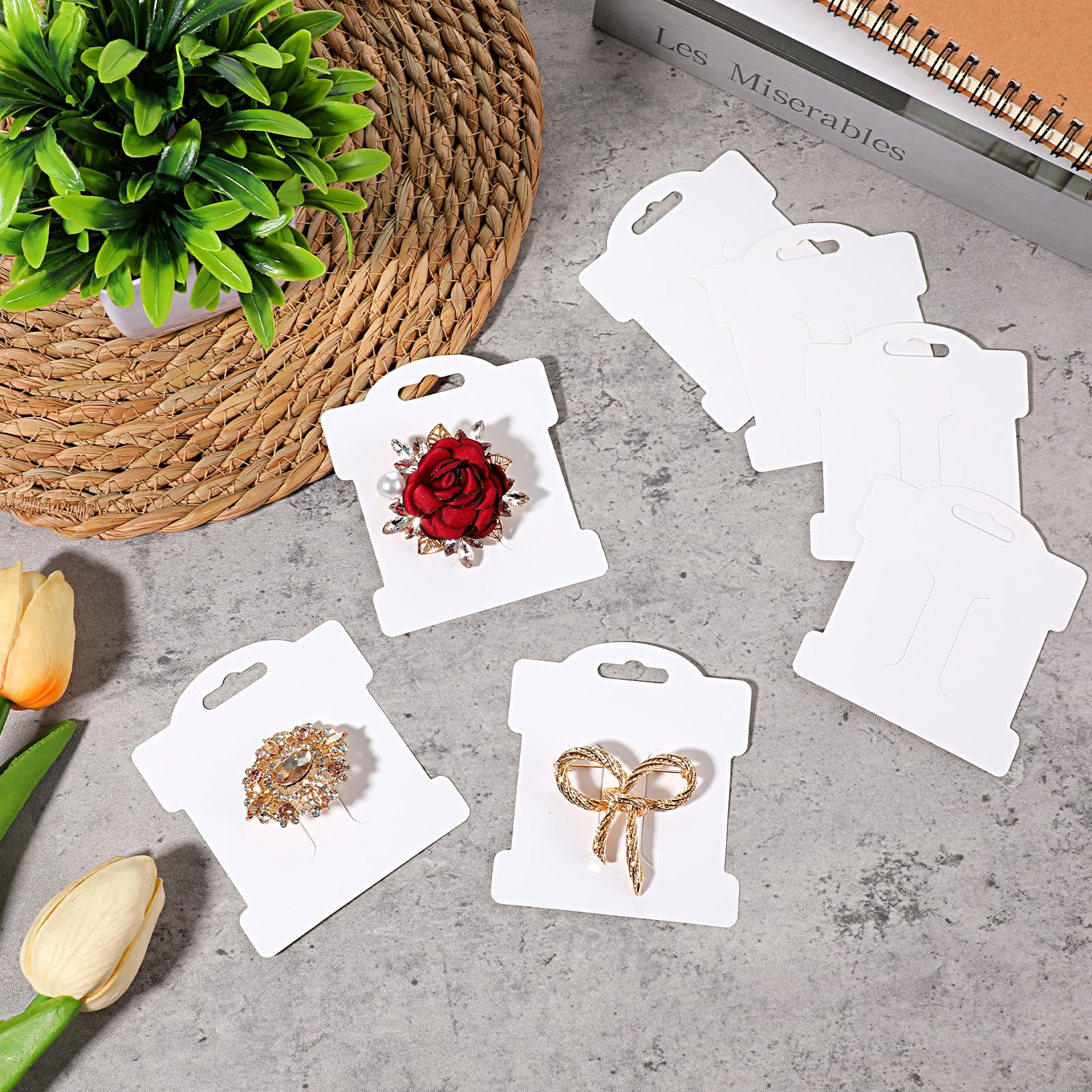 100PCS Hair Clip Display Card, White Cardstock Holder for Hair Bow Bobby Pin, Jewelry Cards for Hair Accessories Selling Bracelet Display and