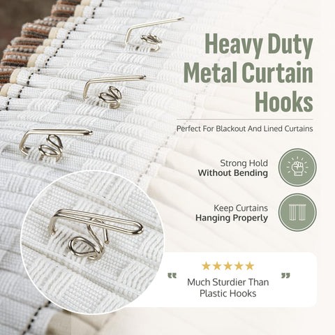 Metal Curtain Hooks - Heavy Duty Zinc Plated Curtain Hooks, 50 Pack for Pencil Pleat & Pinch Pleat Curtains, Heading Tape, Pole Rings, Tracks