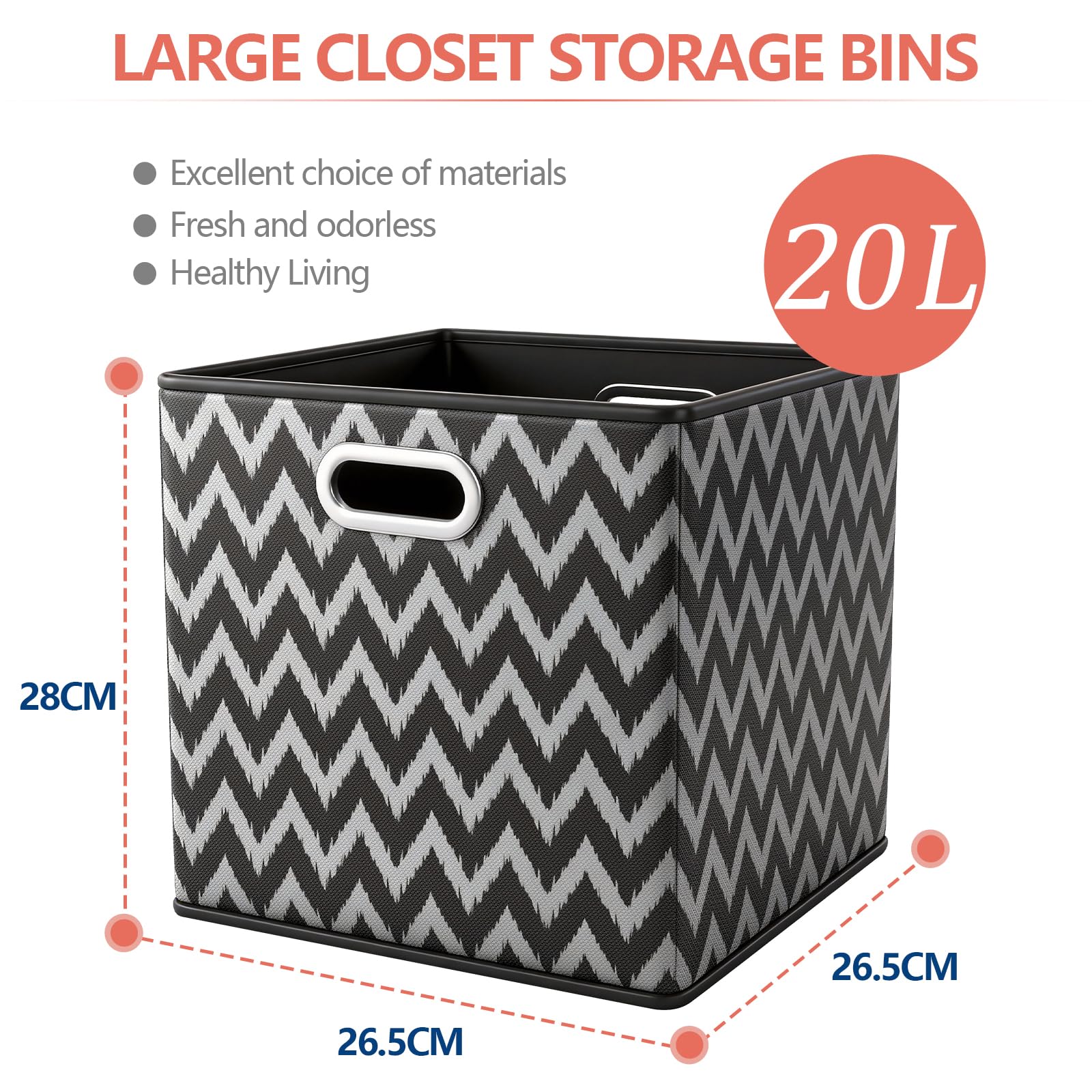 ARVINKEY 2 Pack Foldable Storage Boxes, 20L Non-Woven Fabric Storage Cubes with Handles