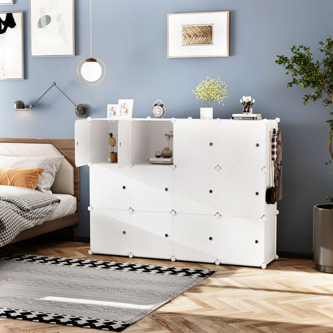C&AHOME Cube Storage Organizer with Doors, 12-Cube Shelves White