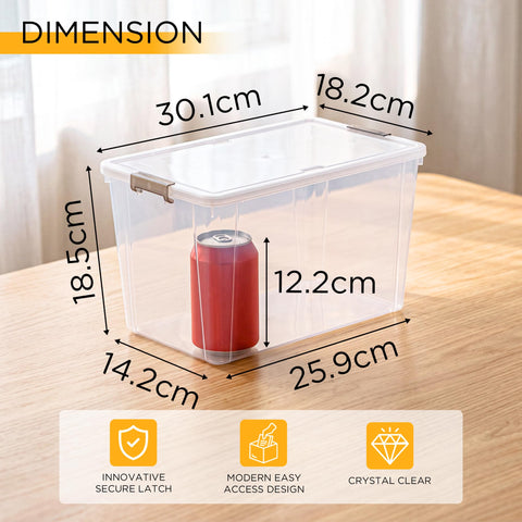 Citylife 6Packs 6.5L Plastic Storage Boxes with Lids, Clear Stackable Storage Box with Handle, Collection Boxes for Organizing Toys, Snacks, Tools