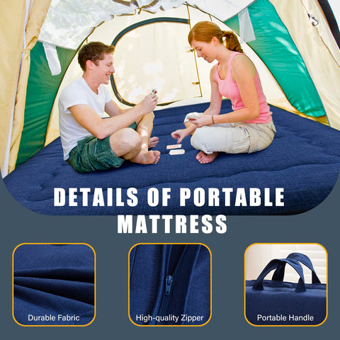 MAXYOYO Portable Foldable Futon Mattress, Hypoallergenic Fabric and Thick Foam Mattress Pad with Handle and Zipper for Outdoor Indoor Camping Guest