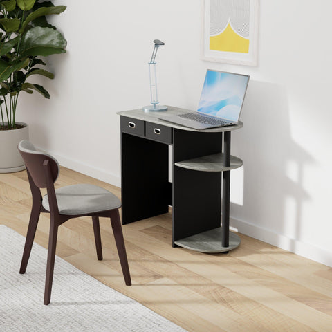 Furinno Go Green Home Laptop Notebook Computer Desk, Study Desk, Writing Desk, French Oak/Black/Black
