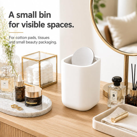 EverGrove Mini Table Bin,Desktop Trash Can (Arctic White, 1.5, Litres)