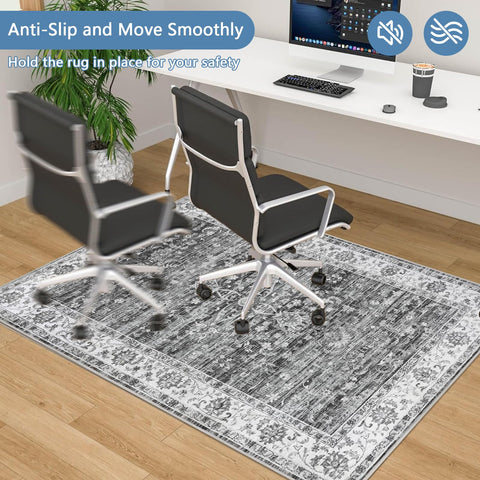 Office Chair Mat for Hardwood Floor, 90x120 cm Anti-Slip Computer Gaming Desk Mat, Multi-Purpose Floor Protector for Home Office Rolling Chair
