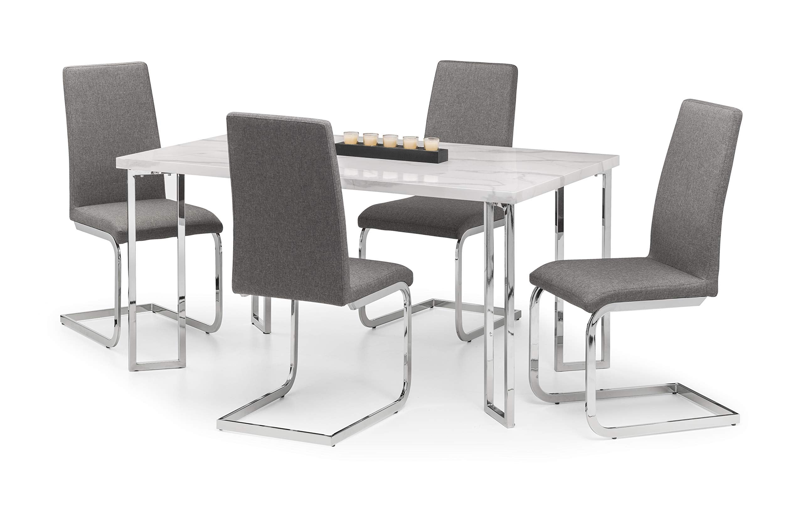 Julian Bowen Positano Dining Table, Marble Effect & Chrome - H75.5 x W150cm