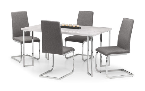 Julian Bowen Positano Dining Table, Marble Effect & Chrome - H75.5 x W150cm