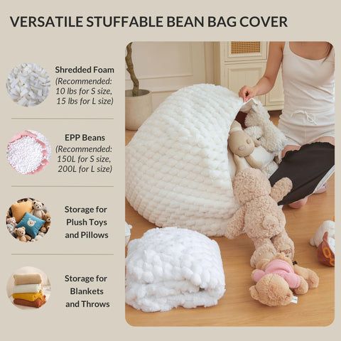 XeGe Bubble Kids Fluffy Faux Rabbit Fur Bean Bag Cover(No Filler), Lavender