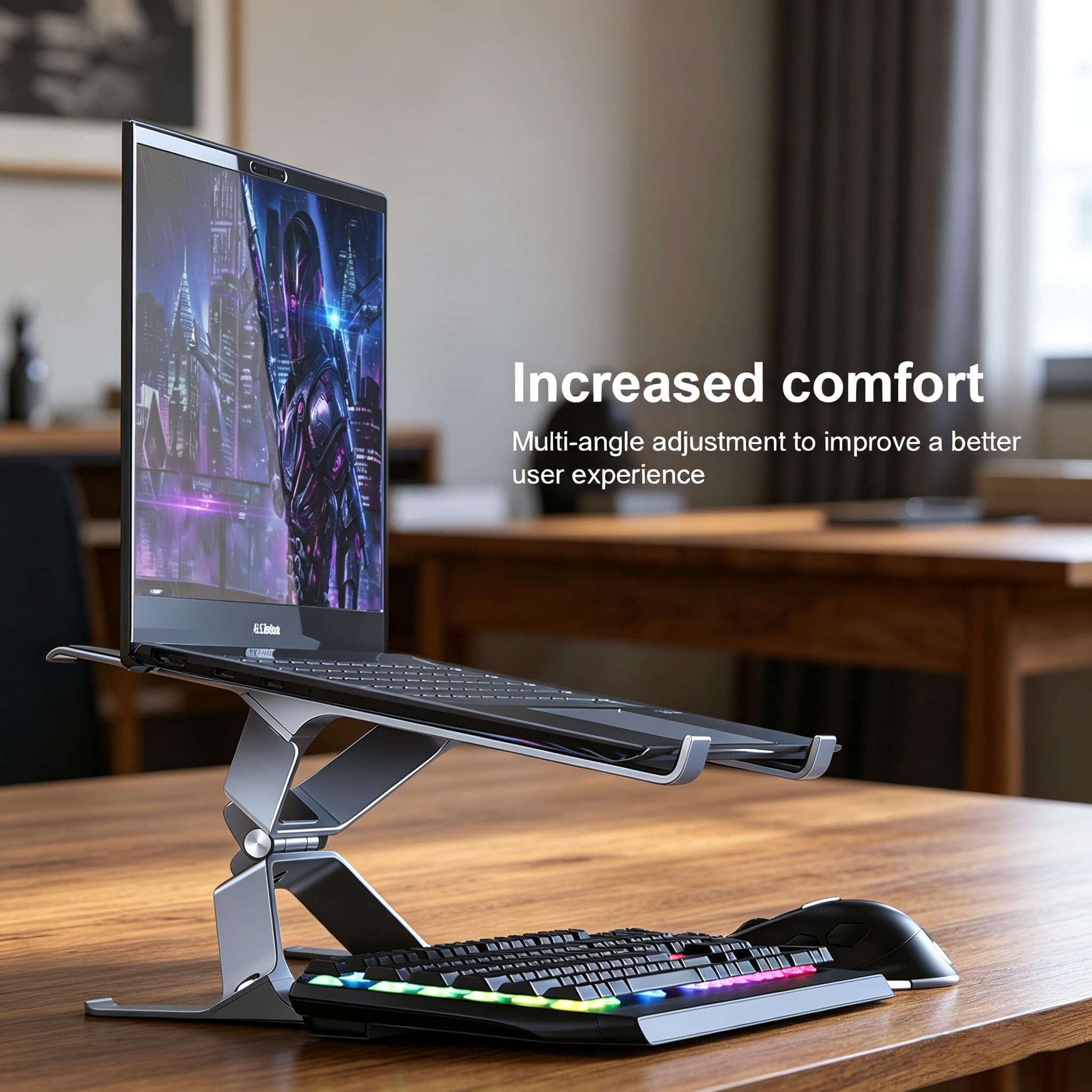 Adjustable Laptop Stand for Desk, Portable Laptop Riser, Ergonomic Computer Notebook Holder for MacBook Pro Air, Dell XPS, HP, Lenovo (13.3-17.3'')