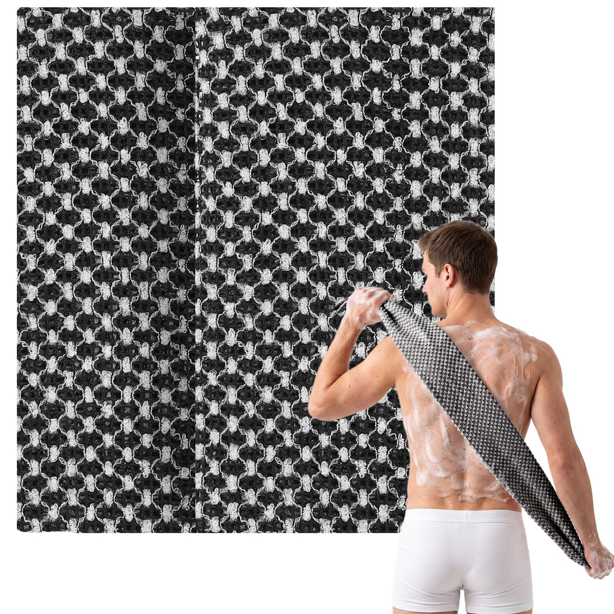 CMANLNYK 2Pcs Japanese Exfoliating Shower Towel - Deep Exfoliating Back Scrub Gentle on Sensitive Skin, 3D Weaving Technique Shower Towel