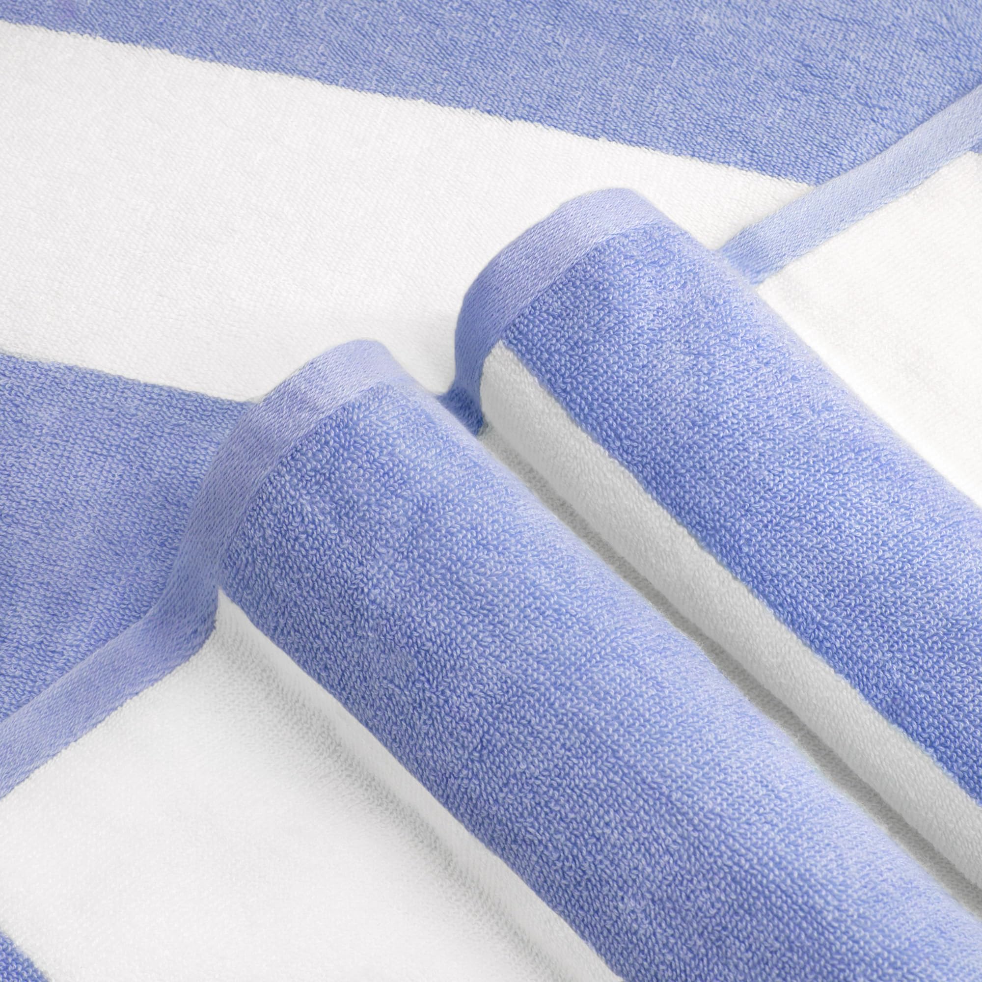 CLOWOOD Surfwaii Plush Oversized Beach Towel - Bamboo Cotton 40 x 72 Inch Large Thick Blue Striped Cabana Pool Swimming Towel