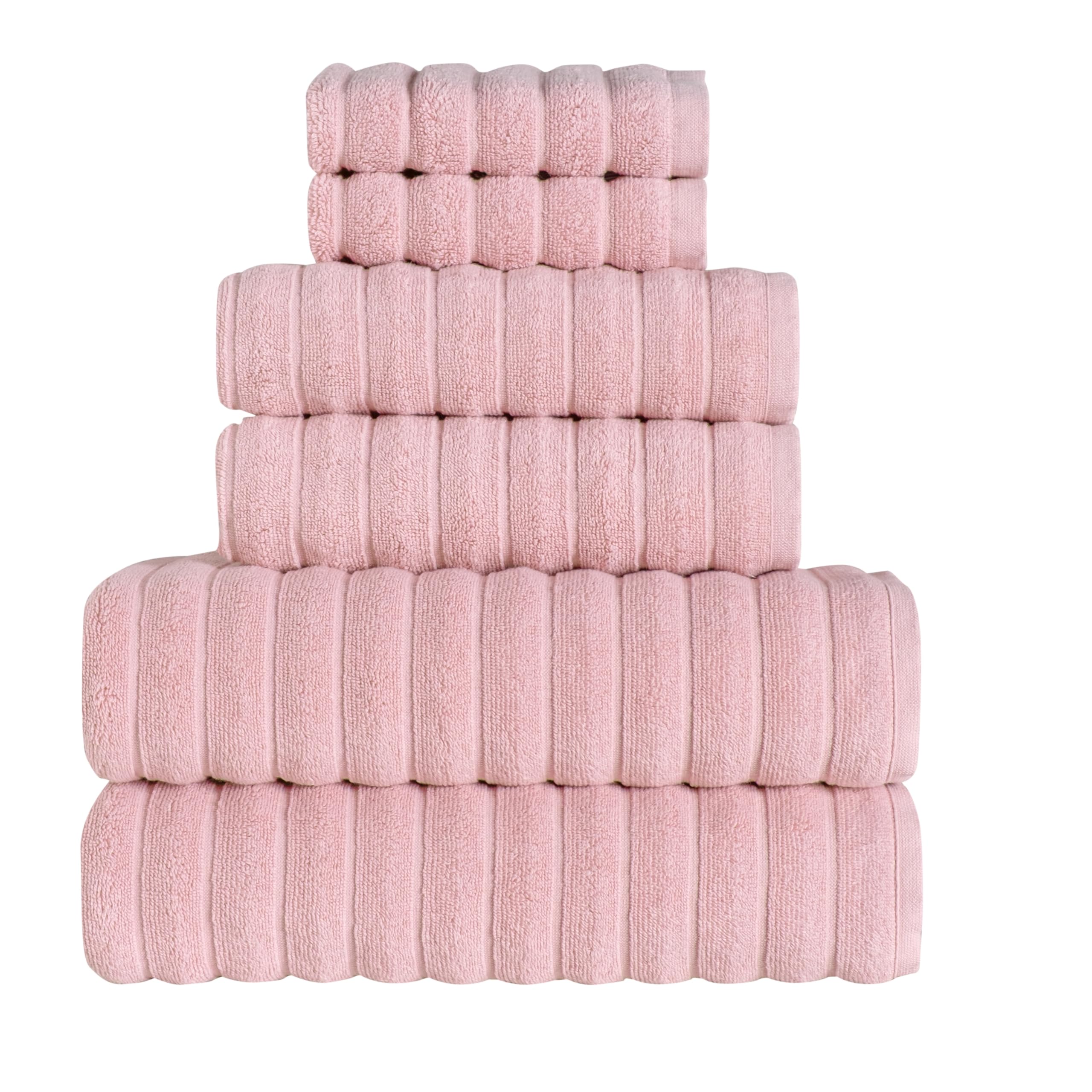 BERIBO Cloud Turkish Towels 100% Cotton - Set of 6-620gsm (Rose Quartz)
