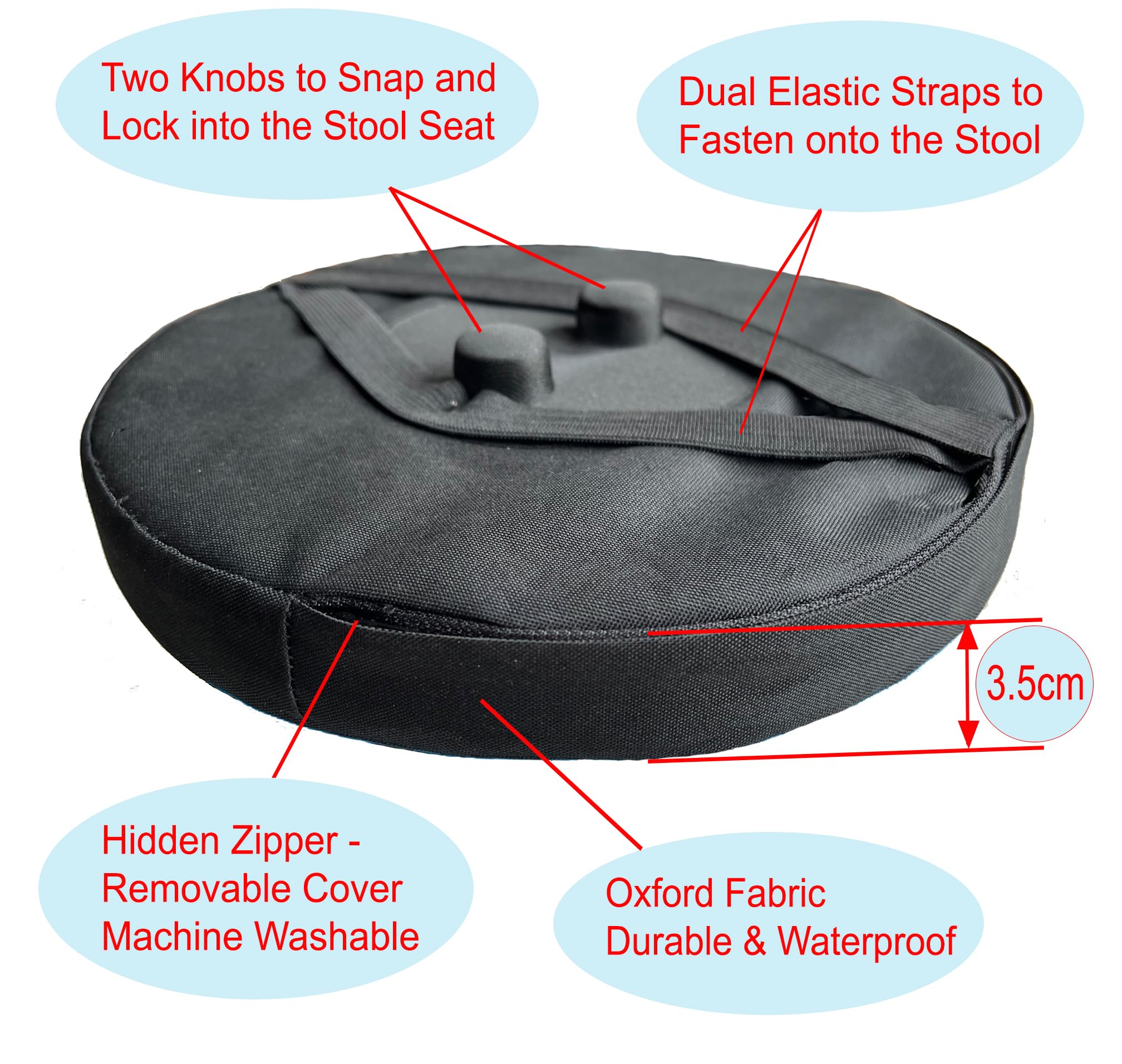 Outward Gear Thick Seat Cushion for Telescopic Stools, Collapsible Stool Chair Pads with Thickened Memory Foam