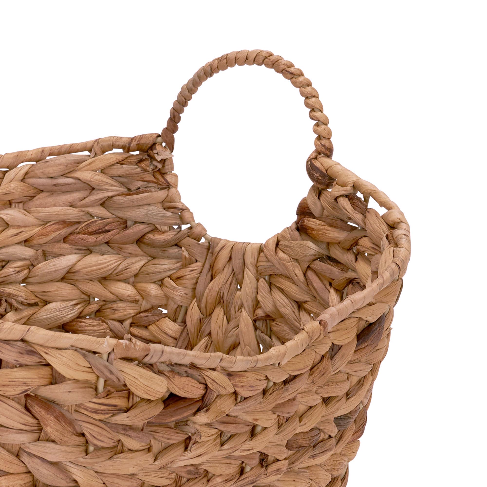 Household Essentials ML-4002 Tall Water Hyacinth Wicker Basket with Handles | Natural