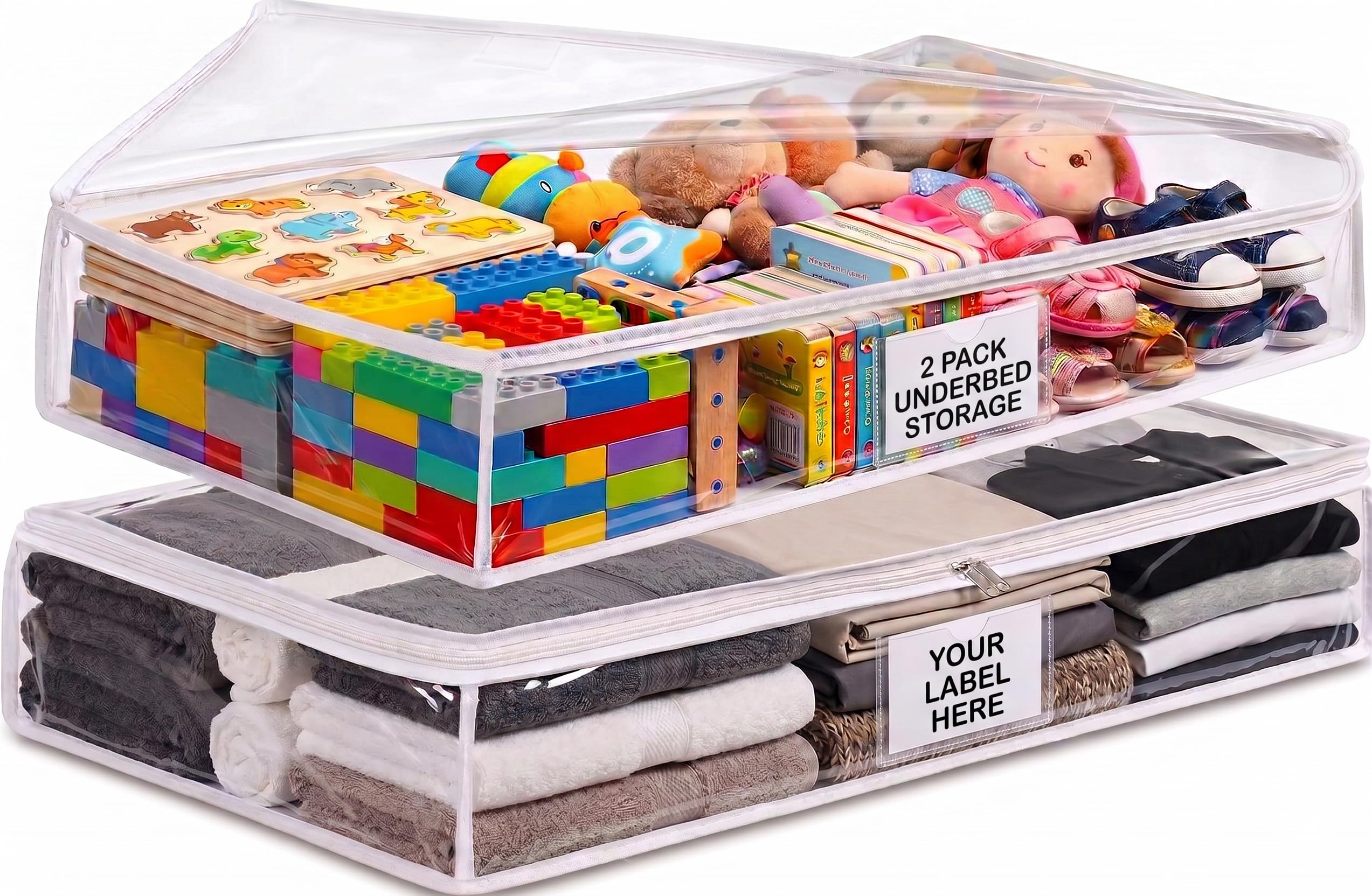 Masirs Clear Underbed Storage Bag, Durable Vinyl Material to Shield Your Contents from Dust, Dirt and Moisture