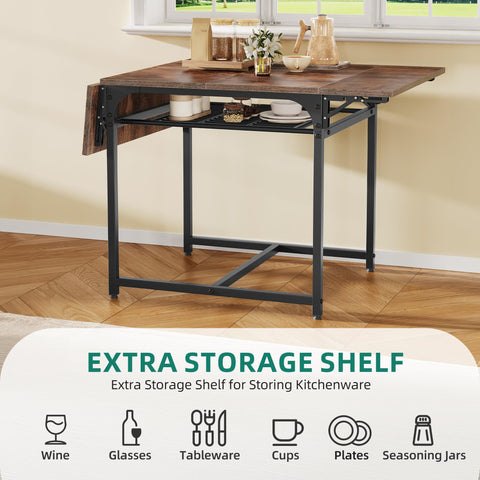 YITAHOME Folding Dining Table, Drop Leaf Table, Black