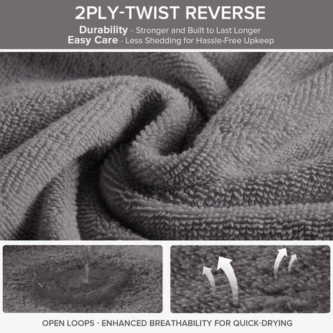 Comfort Spaces Bathroom Towel Set of 12 Piece Luxury Bath Towel Set 4 Hand Towel for Bathroom 4 Washcloth 4 Large Bath Towel Sets 100% Cotton Quick