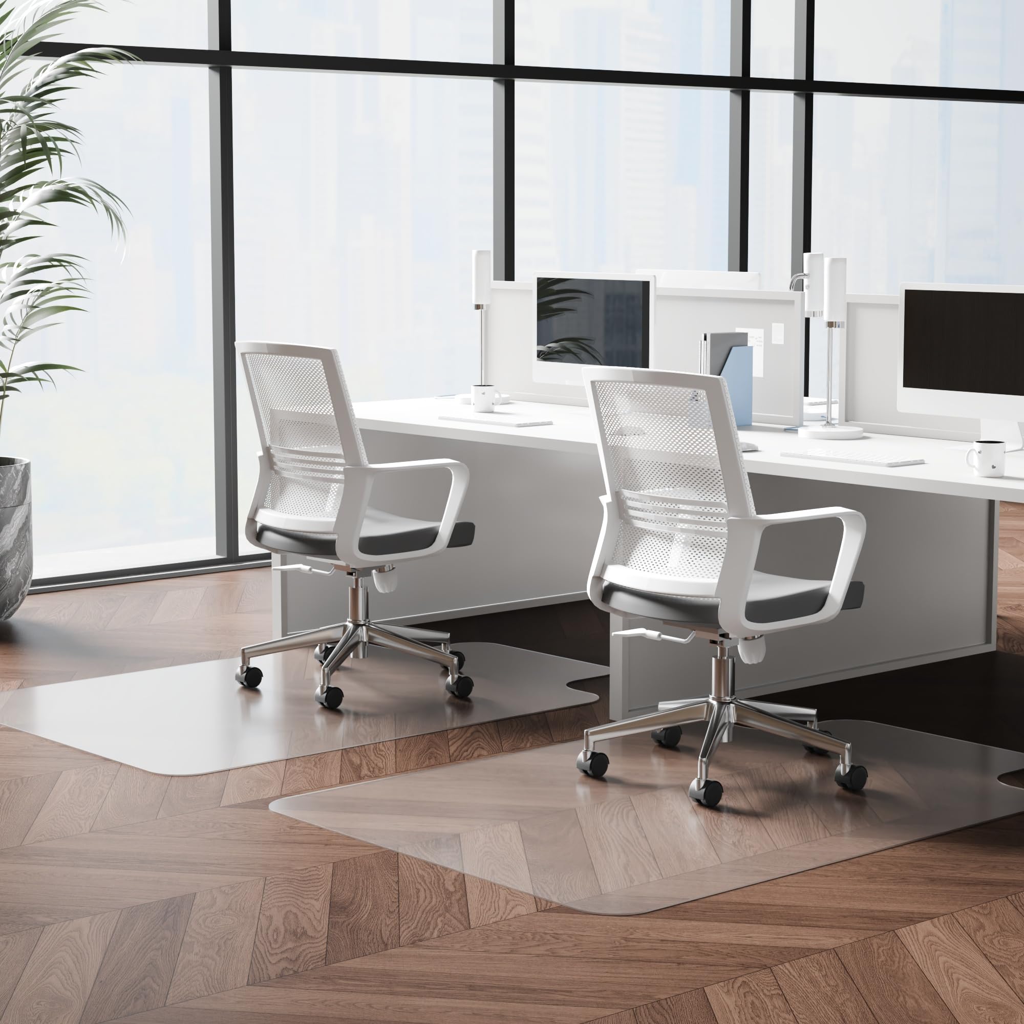 NATRKE Clear Office Chair Mat for Hard Floor with Lip, 120x90cm Transparent Computer Desk Chair PVC Mat for Wood/Tile Floor Protector for Home Office