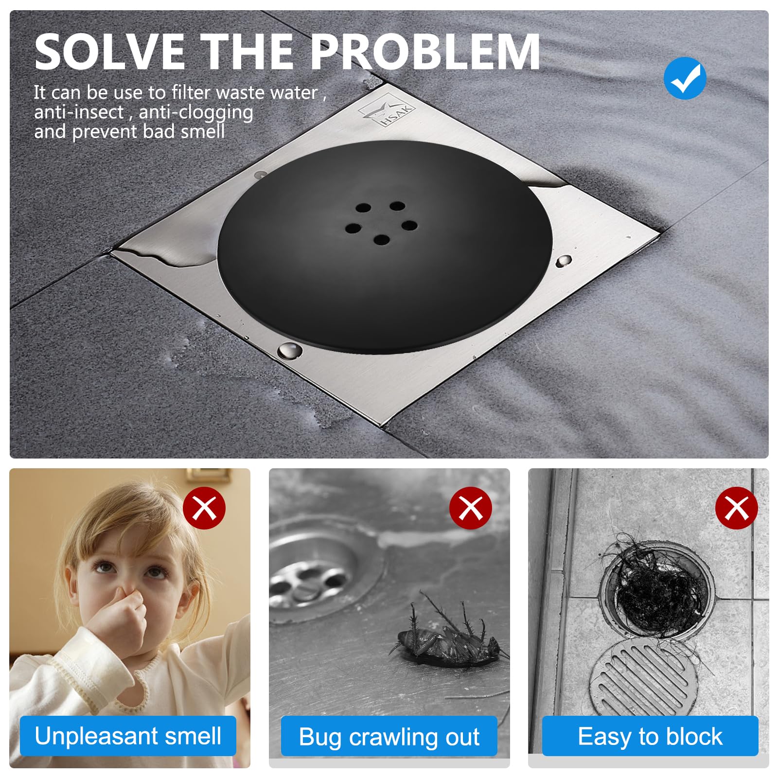 Tenbrachian 90mm Shower Drain Cover Replacement, 90mm/115mm Shower Plughole Covers, Showers Trap Cover Replacement Plug Hair Traps Parts