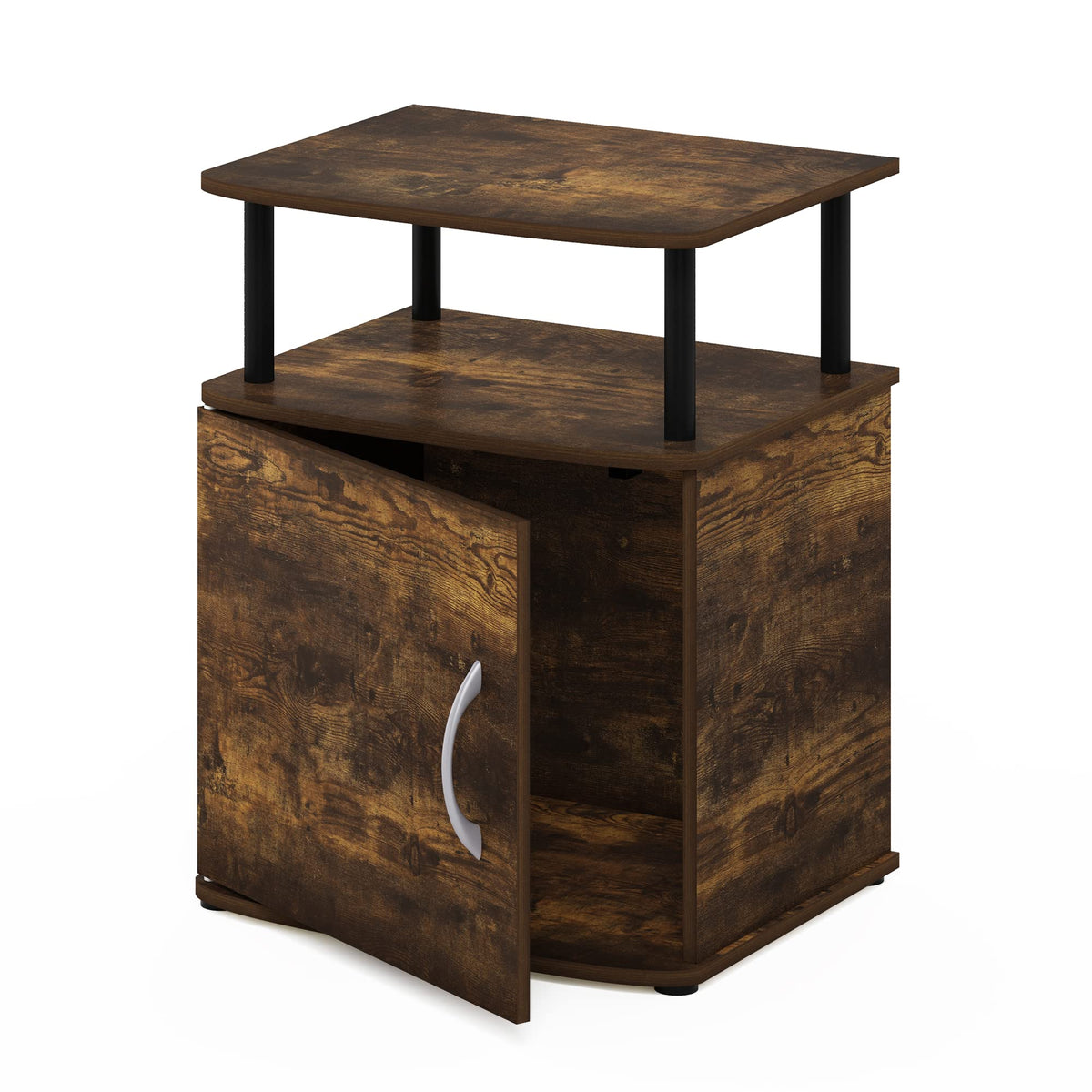 Furinno JAYA Side Table, End Table with Door Cabinet, Night Stand, Bedside Table, for Living Room, Bedroom, Amber Pine