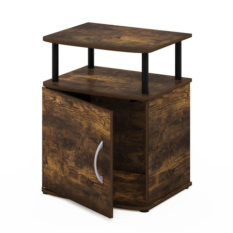 Furinno JAYA Side Table, End Table with Door Cabinet, Night Stand, Bedside Table, for Living Room, Bedroom, Amber Pine