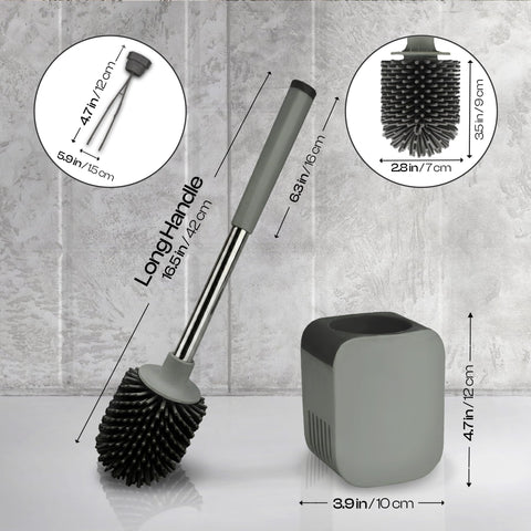 Silicone Toilet Brush and Holder Set, Loo Brush with Hidden Tweezers.