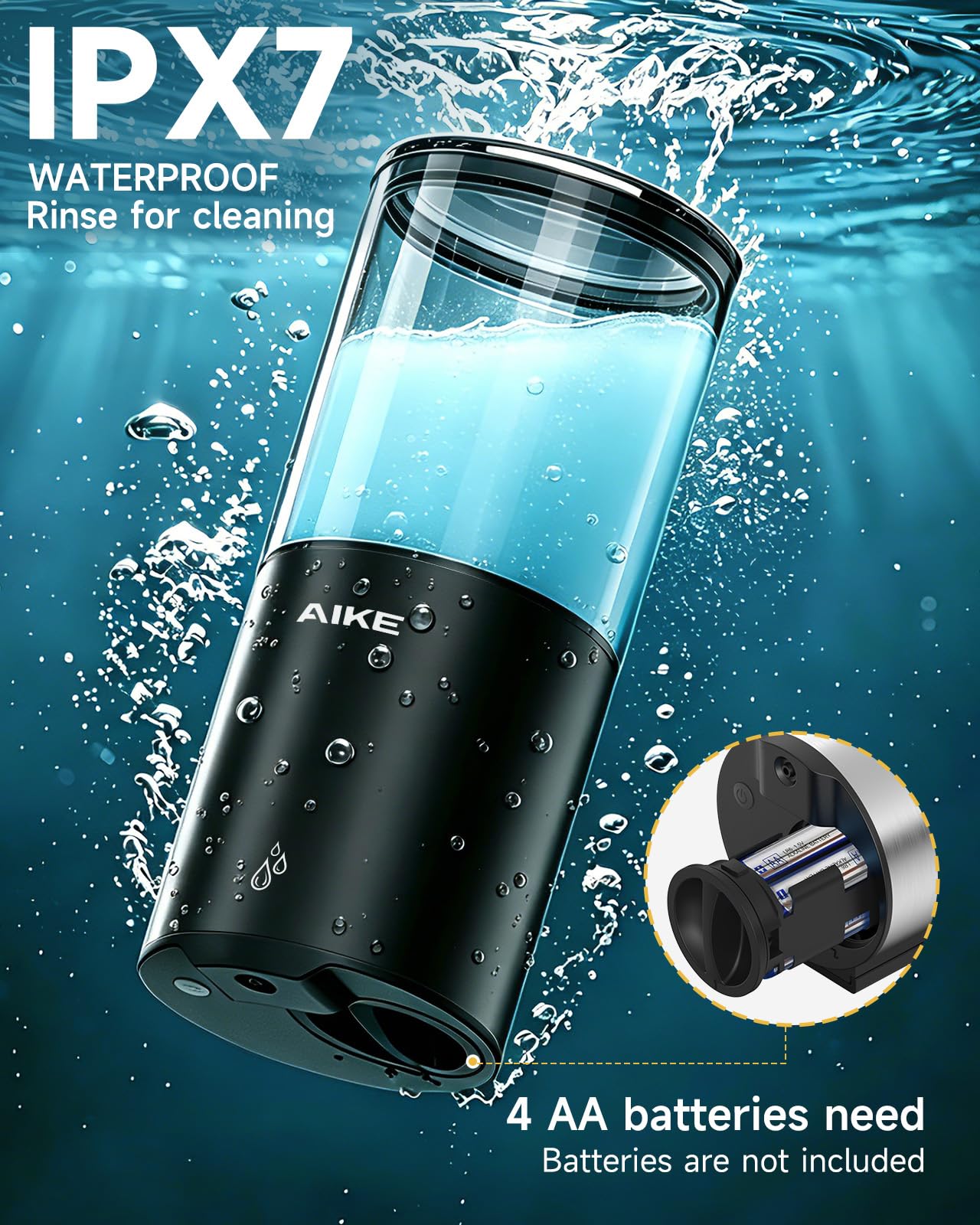 AIKE Automatic Liquid Soap Dispenser Wall Mount, IPX7 Waterproof 400ml