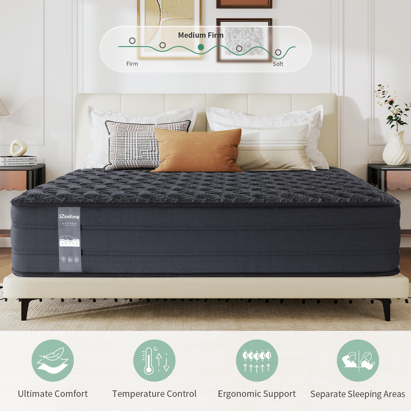 SZsuilong 90x190x30cm Single Memory Foam Hybrid Mattress - Pocket Sprung Mattress Single Size Medium Firm for Pressure Relief