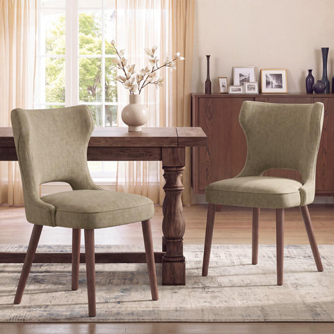MALOL Upholstered Dining Chairs Set of 4, Dining Room Chairs with Hollow Backrest, High Back Kitchen Chairs with Solid Wood Legs, Thick Seat Cushion