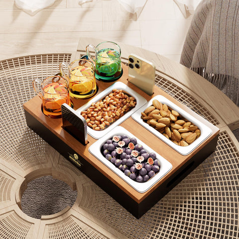 Mihoho Couch Bar, Sofa Organiser On Side Tables, Coffee Table, Wooden Coffee Bar As Beer Gifts For Men
