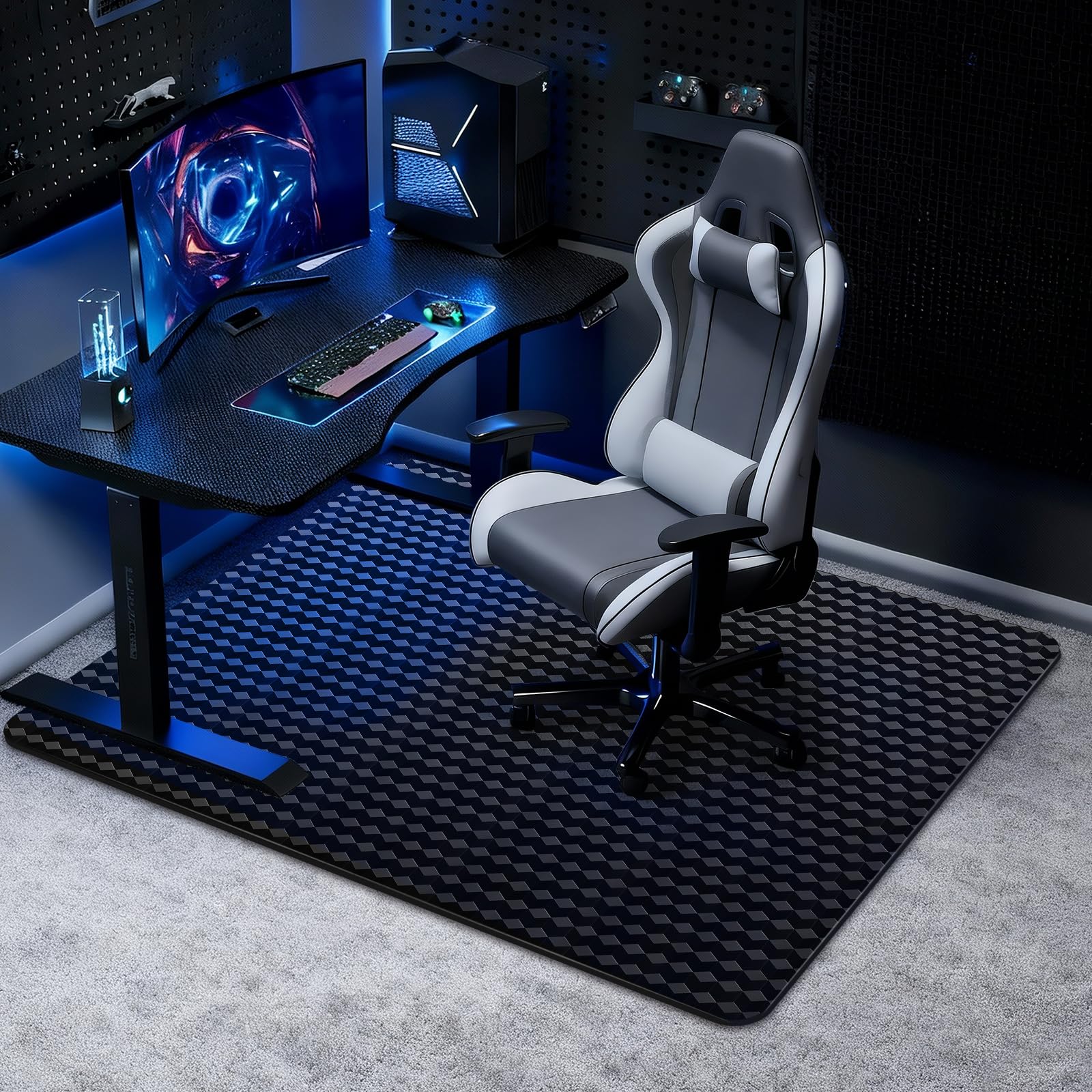 FRUITEAM 90x120cm Rectangular Black Office Chair Mat for Carpet Protector