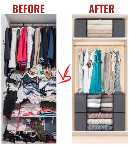 edihome, Clothes Storage Bag, (10 pieces), Wardrobe Organiser, with Reinforced Handles, Heavy Duty Cloth Pouches with Transparent Window