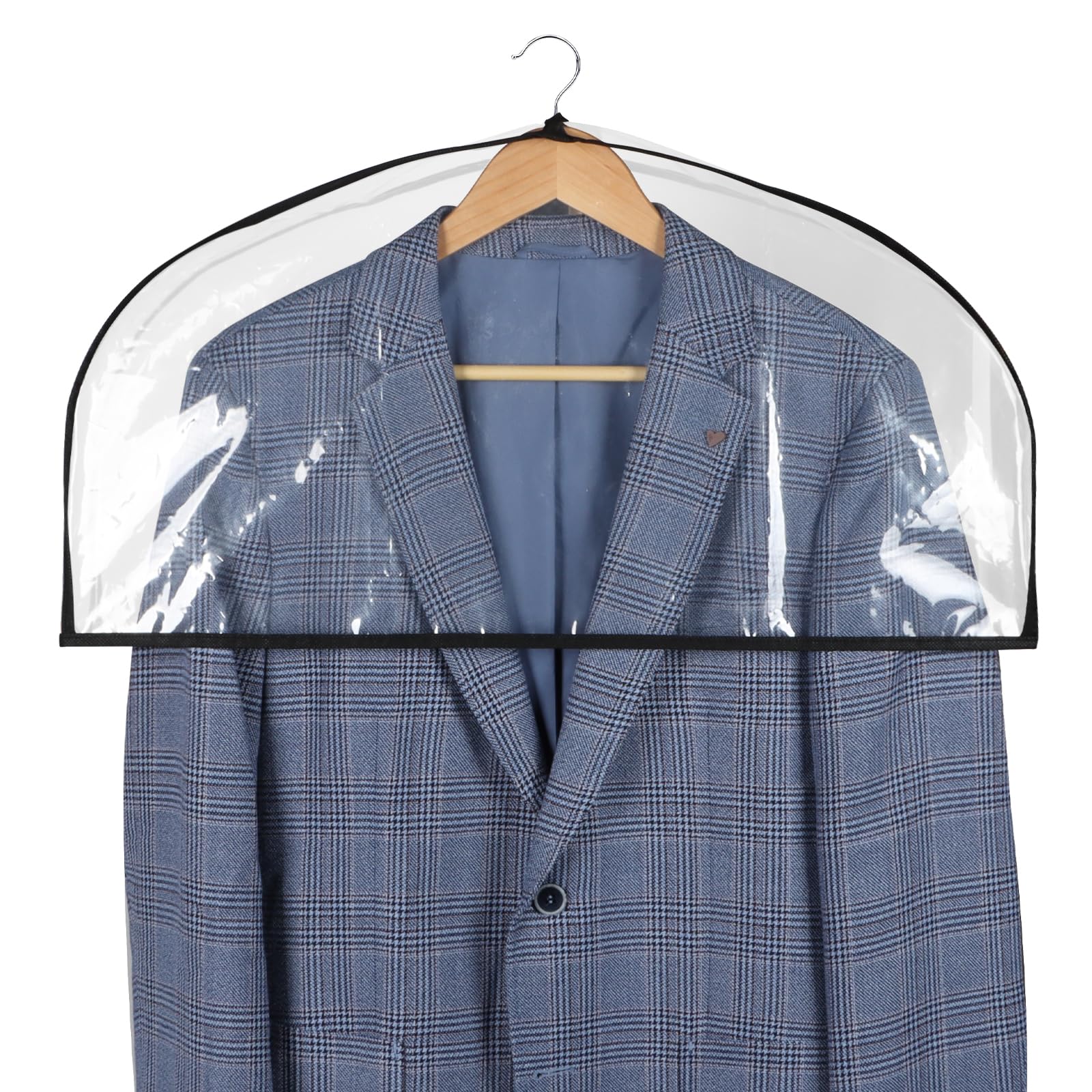 Syeeiex 15 Pack Clear Clothes Shoulder Cover with Wide Side Gusset, Dustproof and Waterproof Suit Shirt Jacket Shoulder Protective Cover