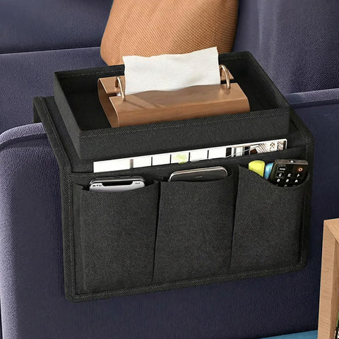 Sofa Armrest Organiser, Armchair Caddy with Tray, Couch Arm Tray Stylish And Durable Multifunctional Pocket Storage Bag
