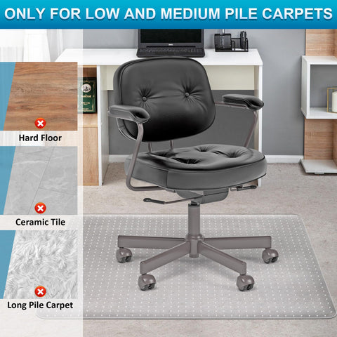BesWin Office Chair Mat for Carpets, 75x120cm PVC Desk Chair Mat for Low Pile Carpeted Floors