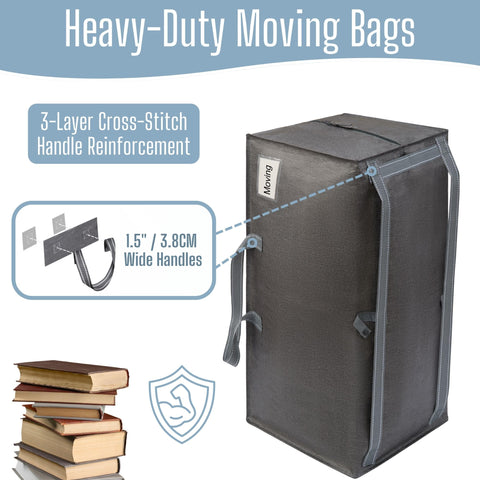VENO 4 Pack Moving Bags Heavy-Duty Extra Large W/Backpack Straps, Moving House Essentials, Strong Handles & Zips, Clothes Storage, Packing