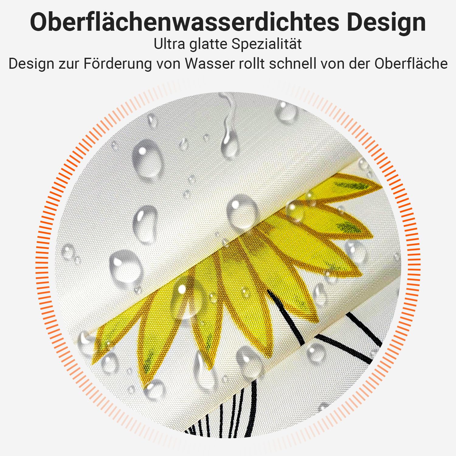Lerores Shower Curtain, 180 x 200 cm, Dancing Sunflowers, Weighted Hem, Anti-Mould, Water-Repellent