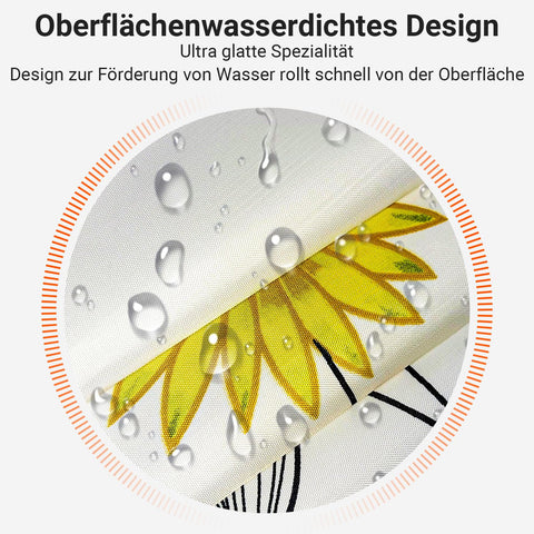 Lerores Shower Curtain, 180 x 200 cm, Dancing Sunflowers, Weighted Hem, Anti-Mould, Water-Repellent