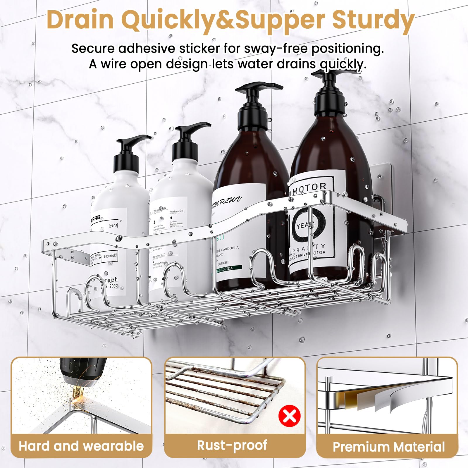 Deyhoc Rustproof Stainless Steel Shower Caddy 5 Pack - Silver
