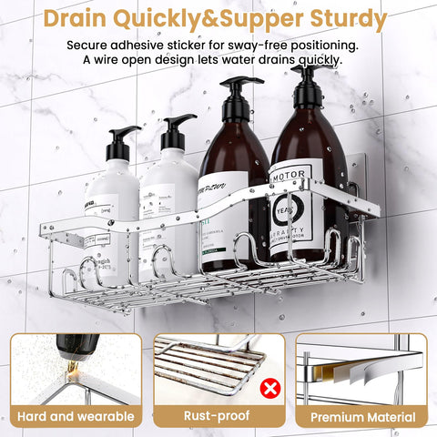 Deyhoc Rustproof Stainless Steel Shower Caddy 5 Pack - Silver