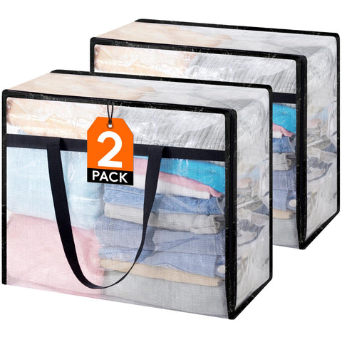 Lifewit 2 Pack Clear Clothes Storage Bag, 40L Comforter Bag with Zipper